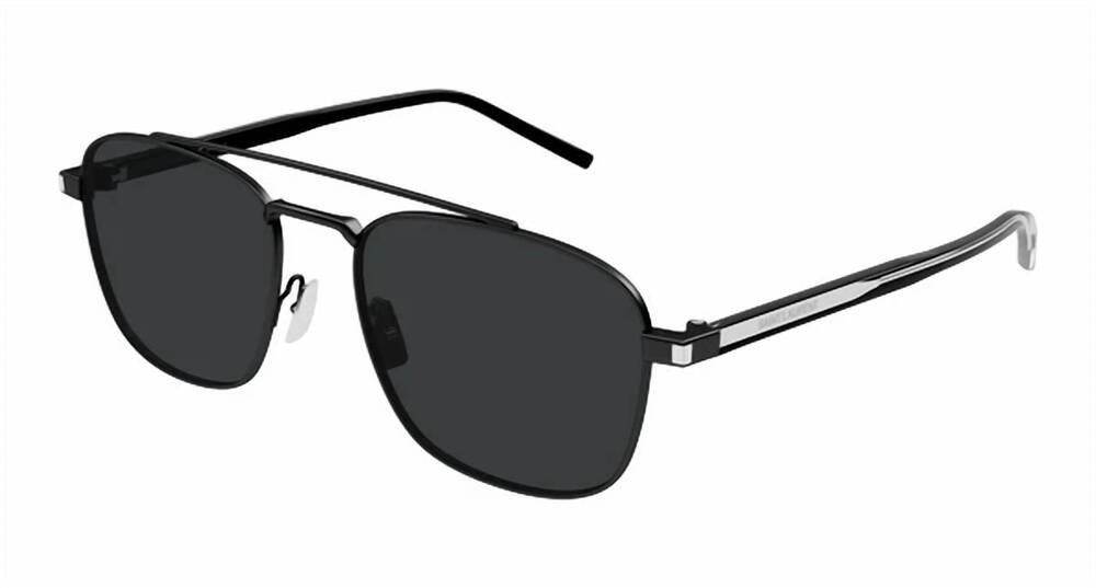 NEW SAINT LAURENT men's round style sunglasses in black grey